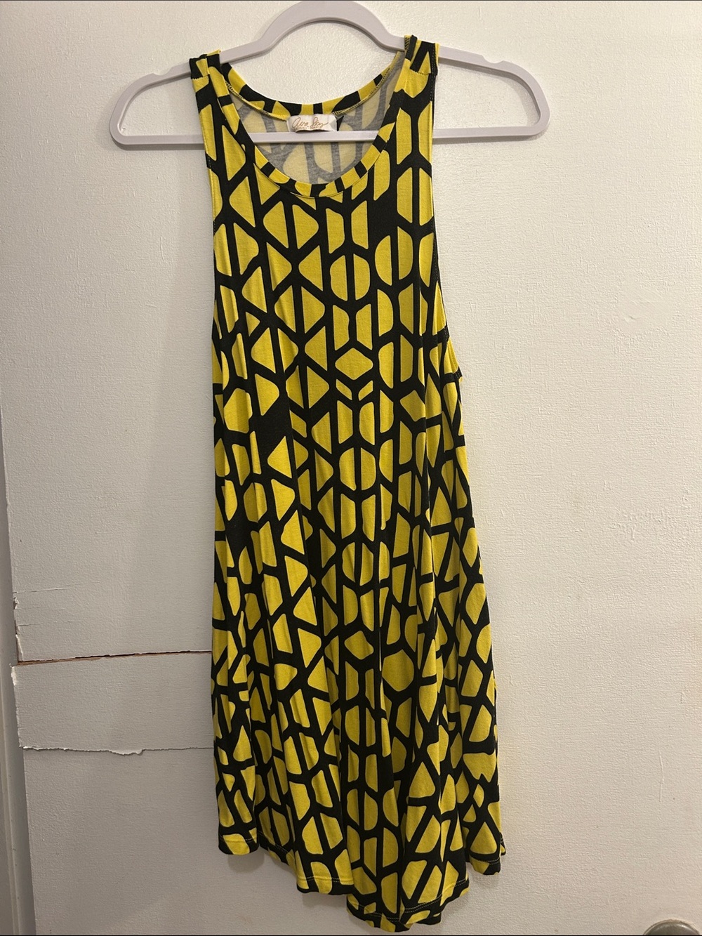 Ava Sky Yellow and Black Geometric Mini Dress